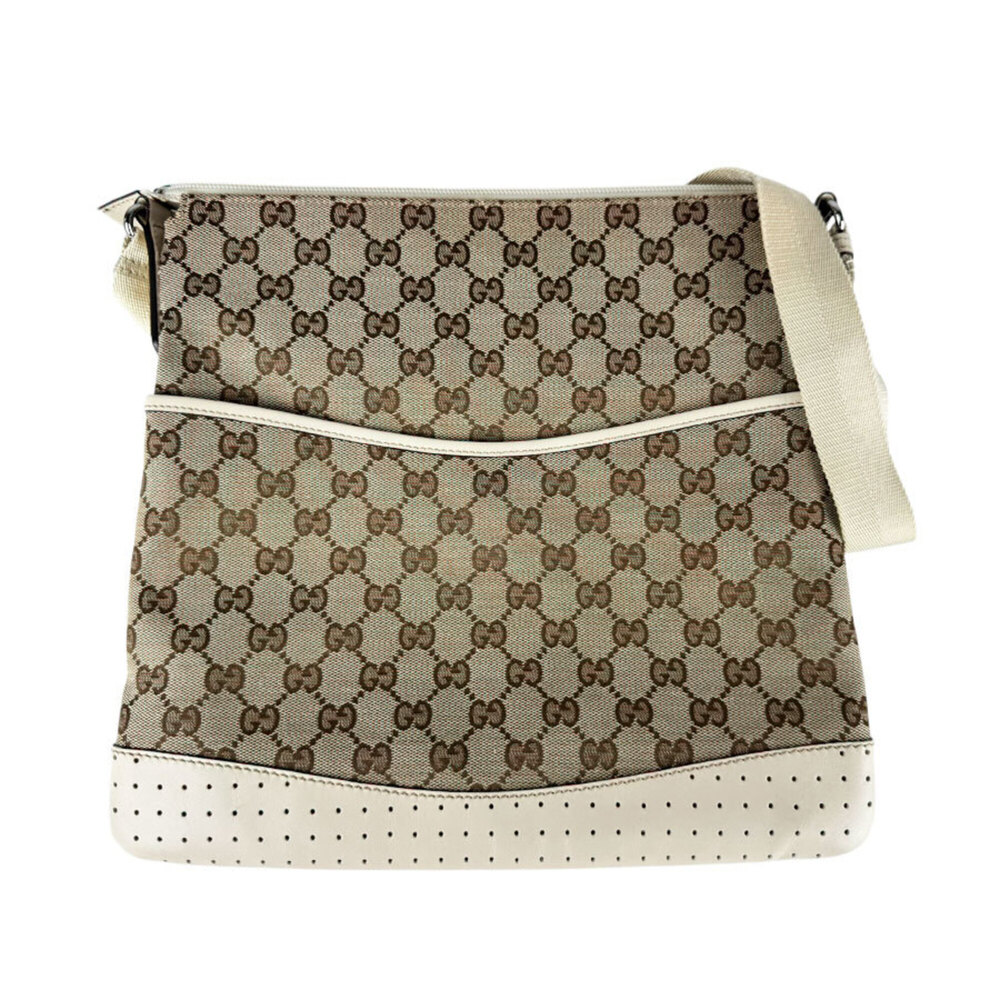 Gucci GUCCI Shoulder Bag GG Canvas Leather Brown Ivory Men's Women's 145857 z...